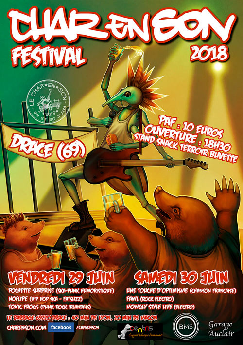 affiche de la quatrième année du char en son festival de musique en 2018